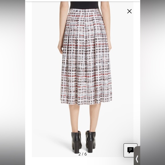 Burberry Farnborough Pleated Check Silk Midi Skirt - Picture 6 of 10